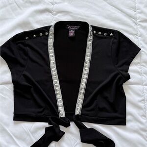 Signature by Robbie Bee Black Crop Top with Silver Details